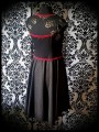 Black / gold dress dark red details lace open back - size M