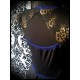 Black / gold dress royal blue details lace open back - size L