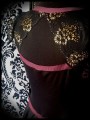 Black / gold dress dust pink details lace open back - size S