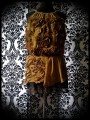 Olive green mini skirt gold black lace details - size S/M