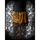 Olive green mini skirt gold black lace details - size S/M