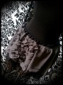 Dark grey mini skirt gold black lace details - size S/M