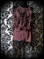 Mauve taupe mini skirt gold black lace details - size M/L