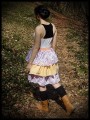 Sleeveless dress w/ liberty print & peach ruffles - size S/M