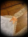 Sleeveless dress w/ liberty print & peach ruffles - size S/M