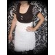 Brown/white dress mini ruffles & large buttons - size S