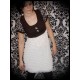 Brown/white dress mini ruffles & large buttons - size S