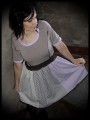 Gingham dress taupe/brown/lilac bronze details - size S/M