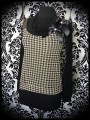 Beige/gold/black houndstooth top satin bows brooch - size S/M