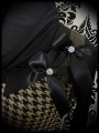 Beige/gold/black houndstooth top satin bows brooch - size S/M