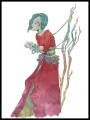 Robe blanche rouge lilas illustration A. Hess (1) - taille S/M