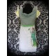 White celadon green pale yellow dress print by A. Hess (2) - size S/M