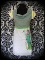 White celadon green pale yellow dress print by A. Hess (2) - size S/M