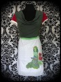 White khaki green dark red dress print by A. Hess (3) - size M/L