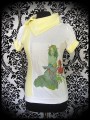 White pale yellow top print by A. Hess (3) - size S/M