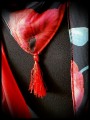 Foulard rouge noir motif coquelicots