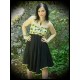 Strapless lime green/black dress - size XS/S