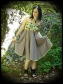 Strapless lime green/taupe dress - size XS/S