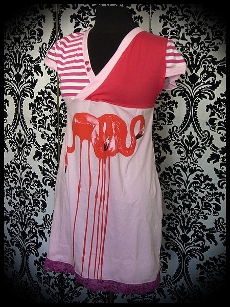 Pink/red dress Flamingo Threadless "Flamenco" - size M/L