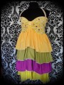 Halter dress ice cream print yellow/green/pink ruffles - size M/L