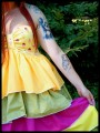 Halter dress ice cream print yellow/green/pink ruffles - size M/L