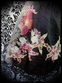 Robe noire soie imprimée fleurs + foulard - taille S/M