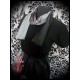 Robe noire soie imprimée fleurs + foulard - taille S/M