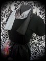 Robe noire soie imprimée fleurs + foulard - taille S/M