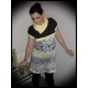 Robe jaune/gris/noir motif floral buste noir - taille S/M