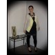 Collier noir multi-chaines noeuds noir/jaune/vichy