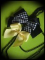 Multi layer necklace black/yellow bows