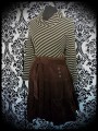 Brown black khaki green dress cowl neck - size S/M