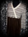 Brown cream striped dress crossover effect - size S/M