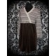 Brown cream striped dress crossover effect - size S/M