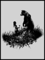 Light grey brown dress Threadless bear and little girl print - size S/M