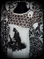 Light grey brown dress Threadless bear and little girl print - size S/M