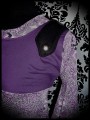 Purple grey black top retro leopard and lace print - size S/M