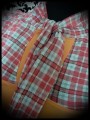 Pussy bow peach/orange top plaid print - size XS/S