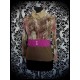 Pink/beige/brown top w/ funnel collar - size S/M