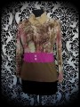 Pink/beige/brown top w/ funnel collar - size S/M