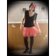 Coral mini skirt knit and muslin ruffles - size M/L