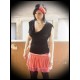 Coral mini skirt knit and muslin ruffles - size M/L