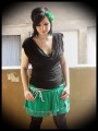 Green mini skirt knit and muslin ruffles - size S/M