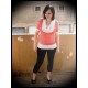 Coral/white shirt w/ cowl neck - size M/L