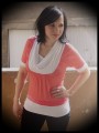 Coral/white shirt w/ cowl neck - size M/L