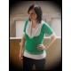 Green/white shirt w/ cowl neck - size S/M