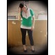 Green/white shirt w/ cowl neck - size S/M