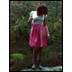 Pink tie & dye dress w/ draped neckline - size S/M