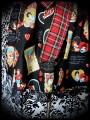 Black dress asymmetric split collar retro Valentine print - size M