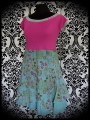 Celadon green/pink dress floral print - size S/M